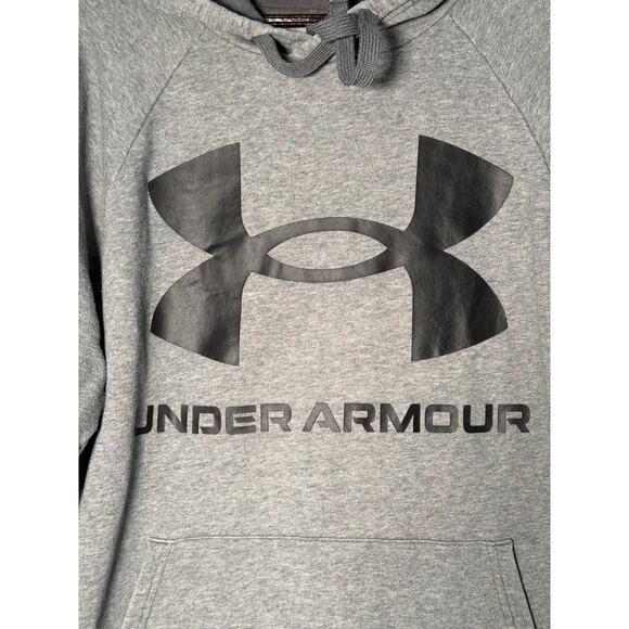 Under Armour Hoodie Mens Medium Gray LS Pullover Pocket Logo Casual Activewear - Picture 2 of 5